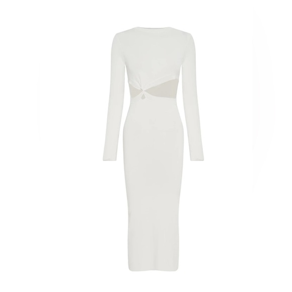 Twist Front Knit Midi Dress - White - Picture 7 of 8